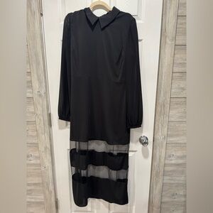 English Factory Dress. Black with collar and sheet panels. Great condition XL